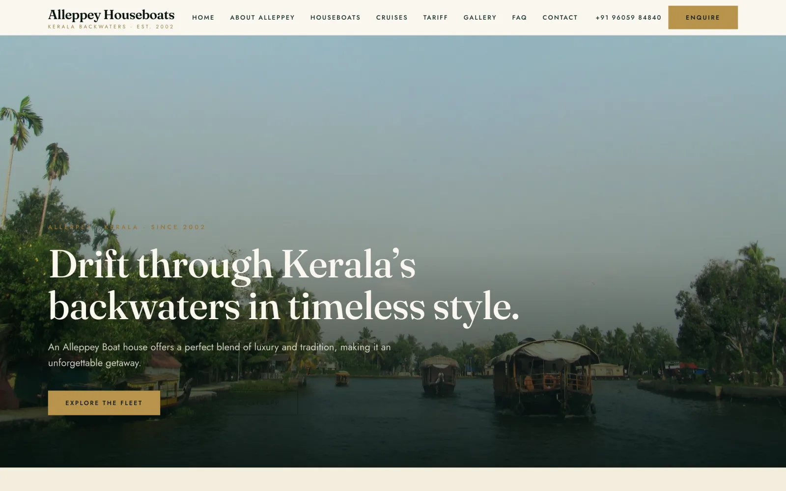 Alleppey Houseboats — homepage