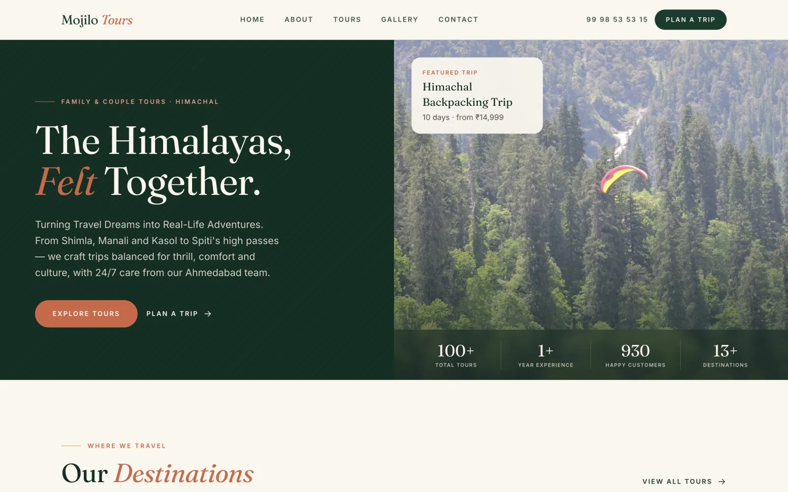 Mojilo Tours & Trekking — homepage